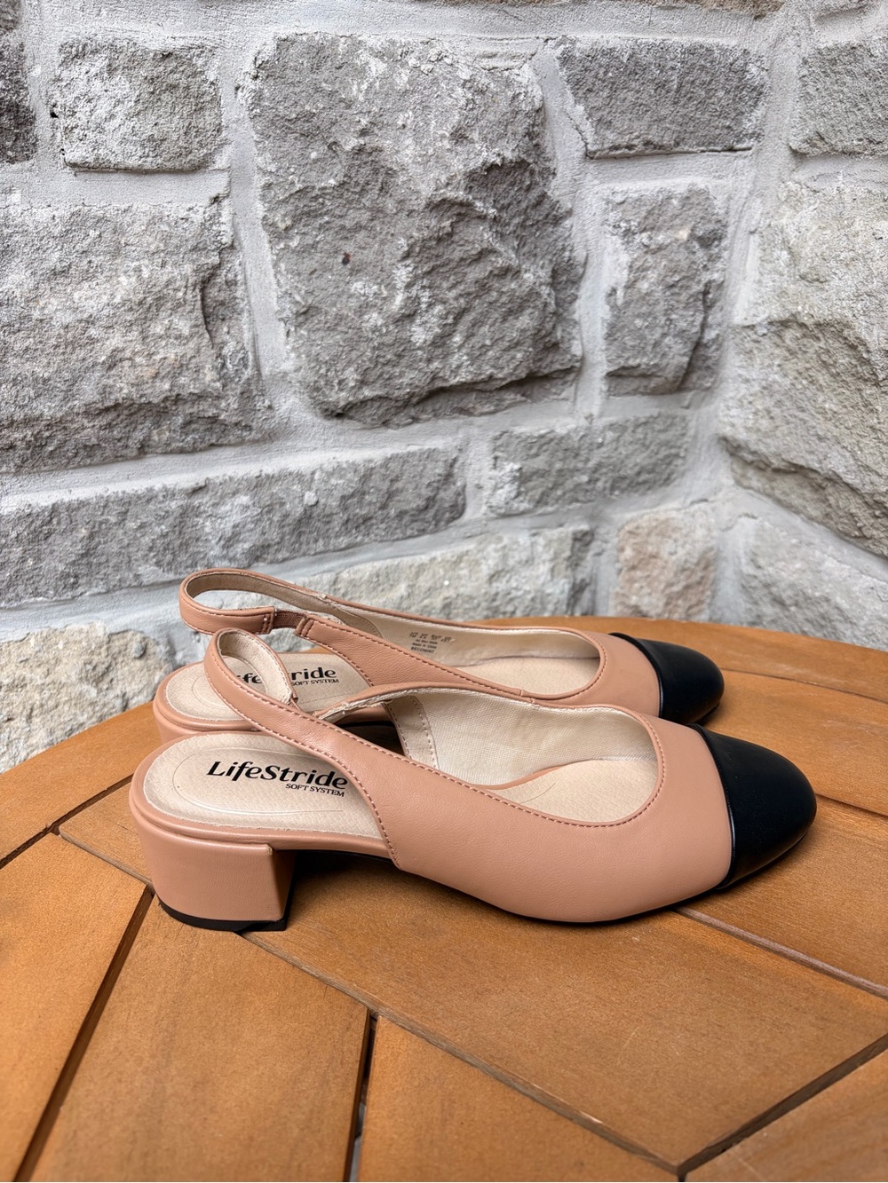 Life Stride Two-Tone Slingback Pump in Blush and Black